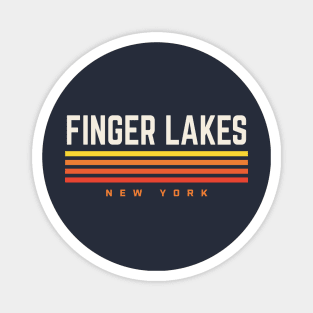 Finger Lakes New York Retro Vintage Stripes Magnet